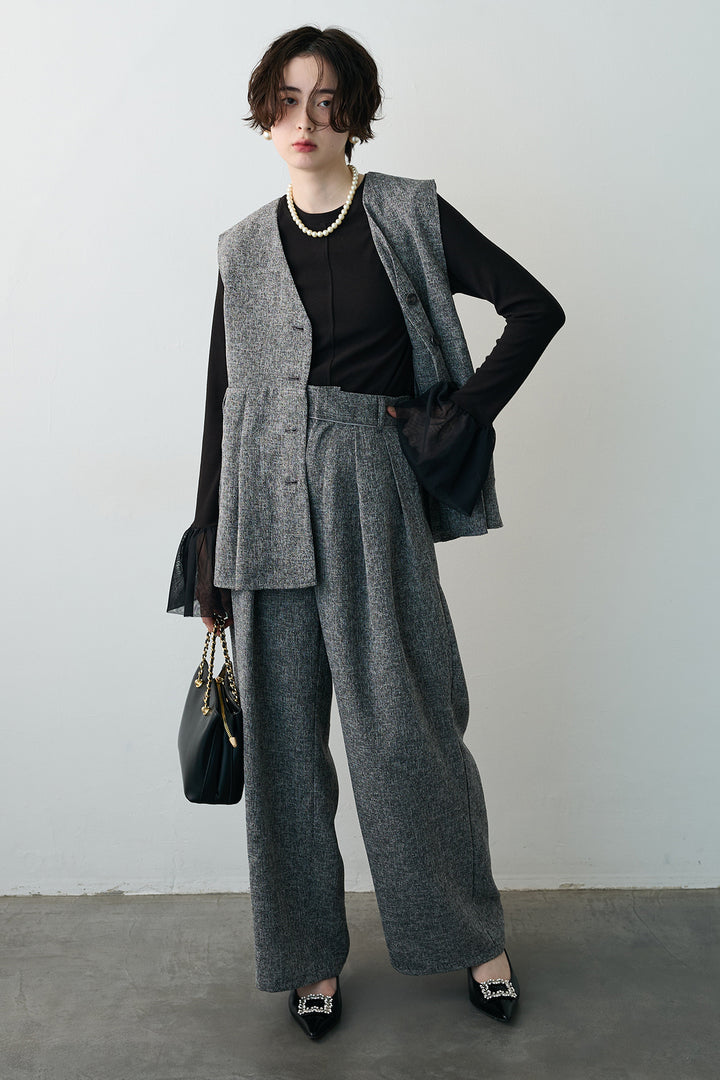 [予約]サマーツイードウエストラインタックパンツ