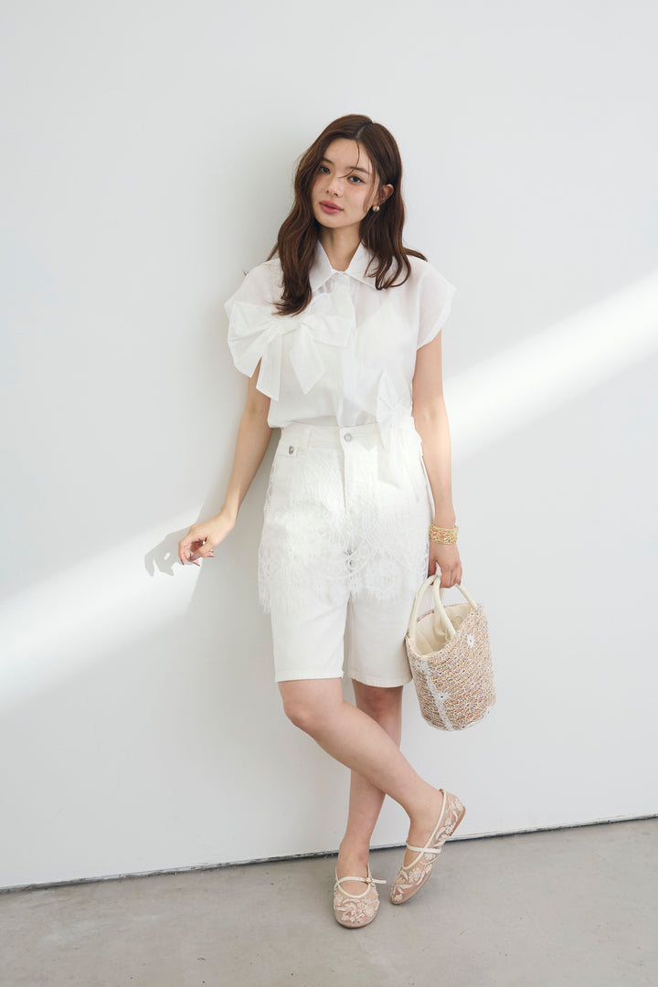 [予約]フロントダブルリボンシャツ