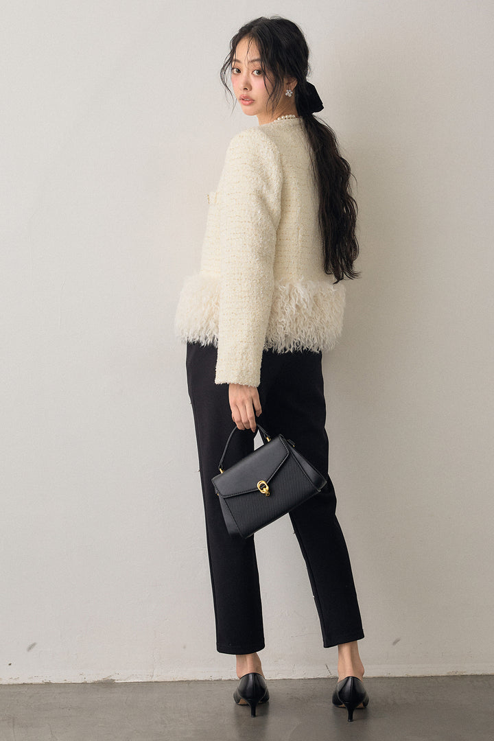 [予約/SET]中綿ツイードロングファードッキングジャケット+センターシームランダムパールパンツ(2set)