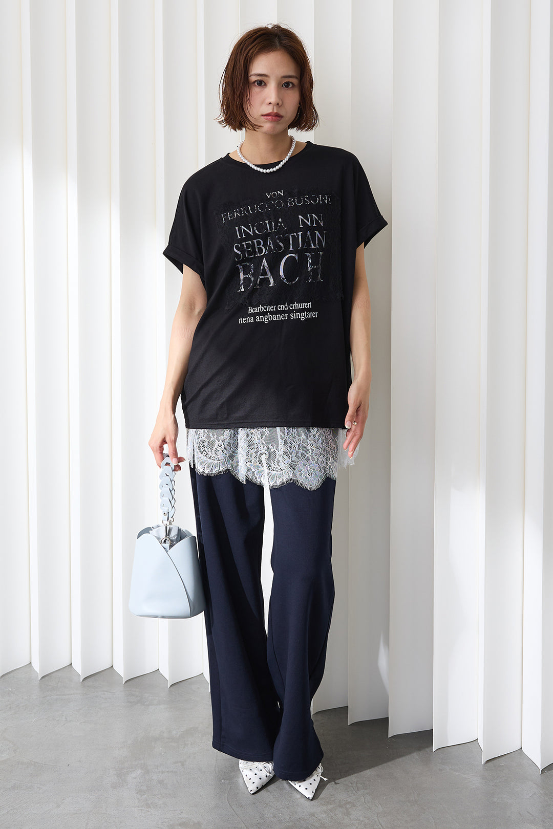 [予約]レースレイヤードロゴTシャツ