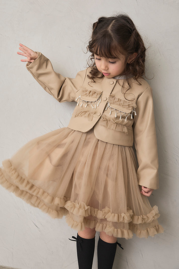 [予約]フリルヘムチュールワンピ＋ジャケットセット