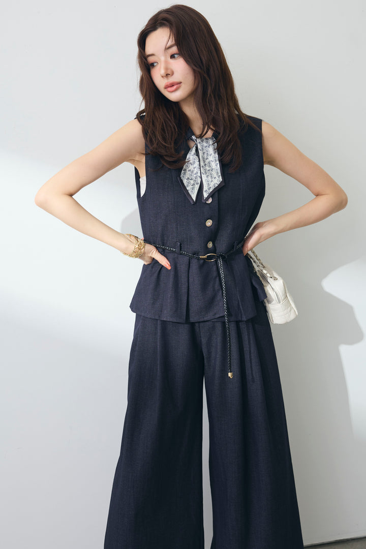 [予約]スカーフセットデニムマニッシュセットアップ