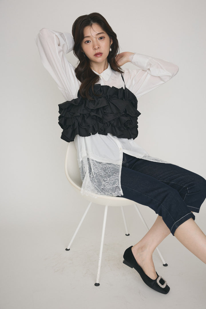 [予約]レース切替ポイントディティールシャツ