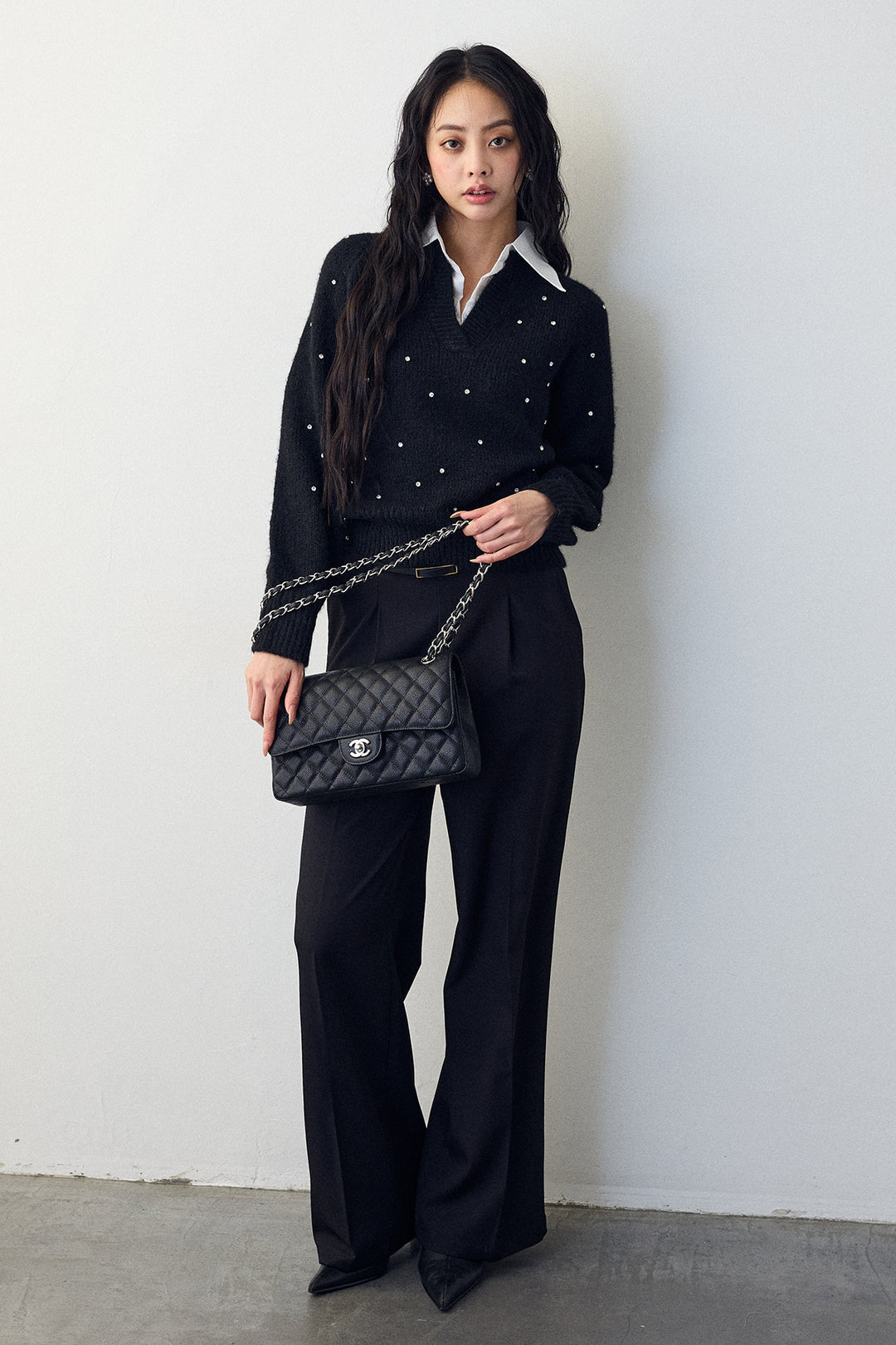 [予約]ポイントベルトセットストレートワイドパンツ