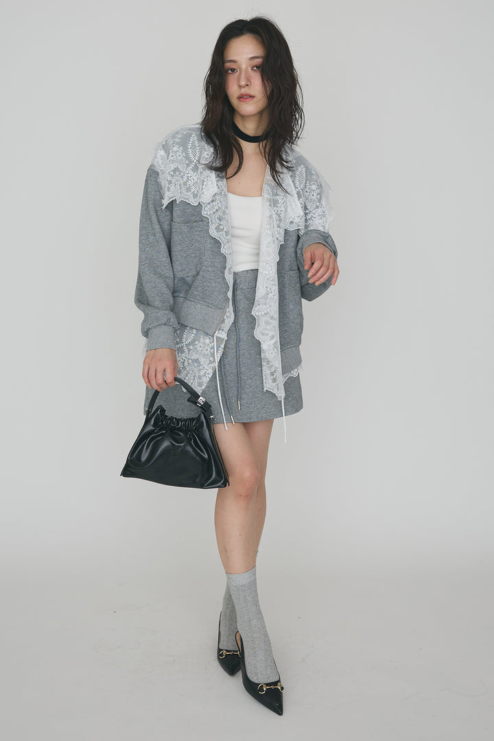 [予約]総レースカラーベストセットスウェットスカートセットアップ