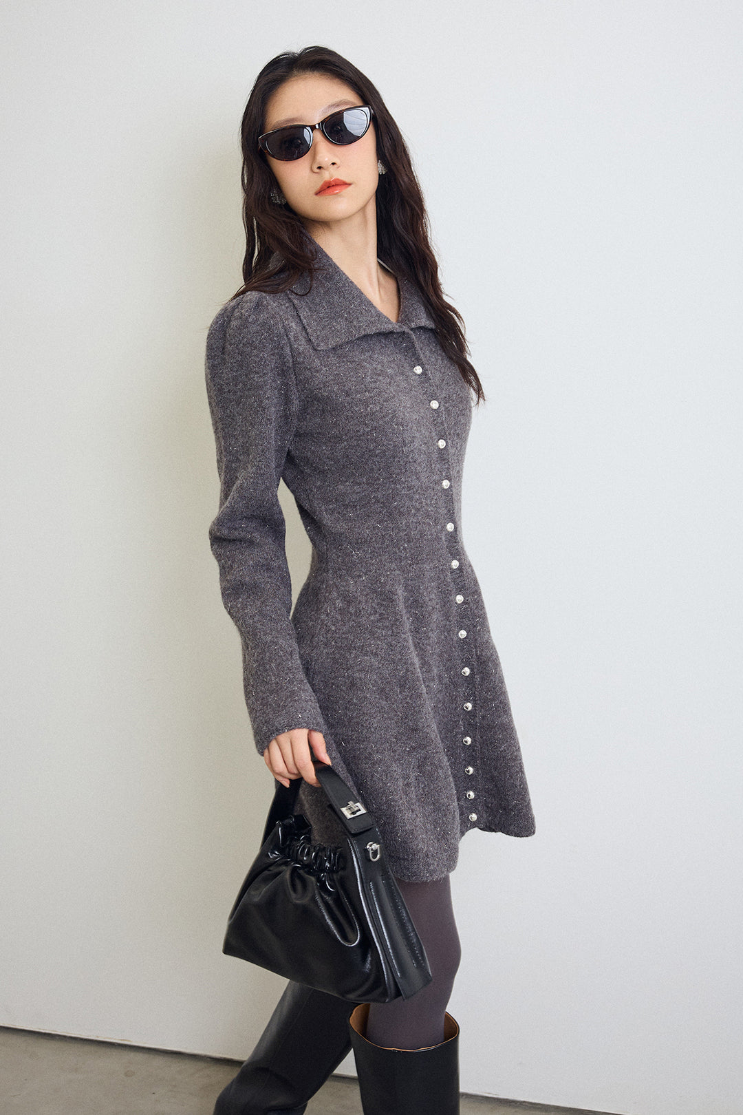 [予約]セミフレアラインニットミニワンピ