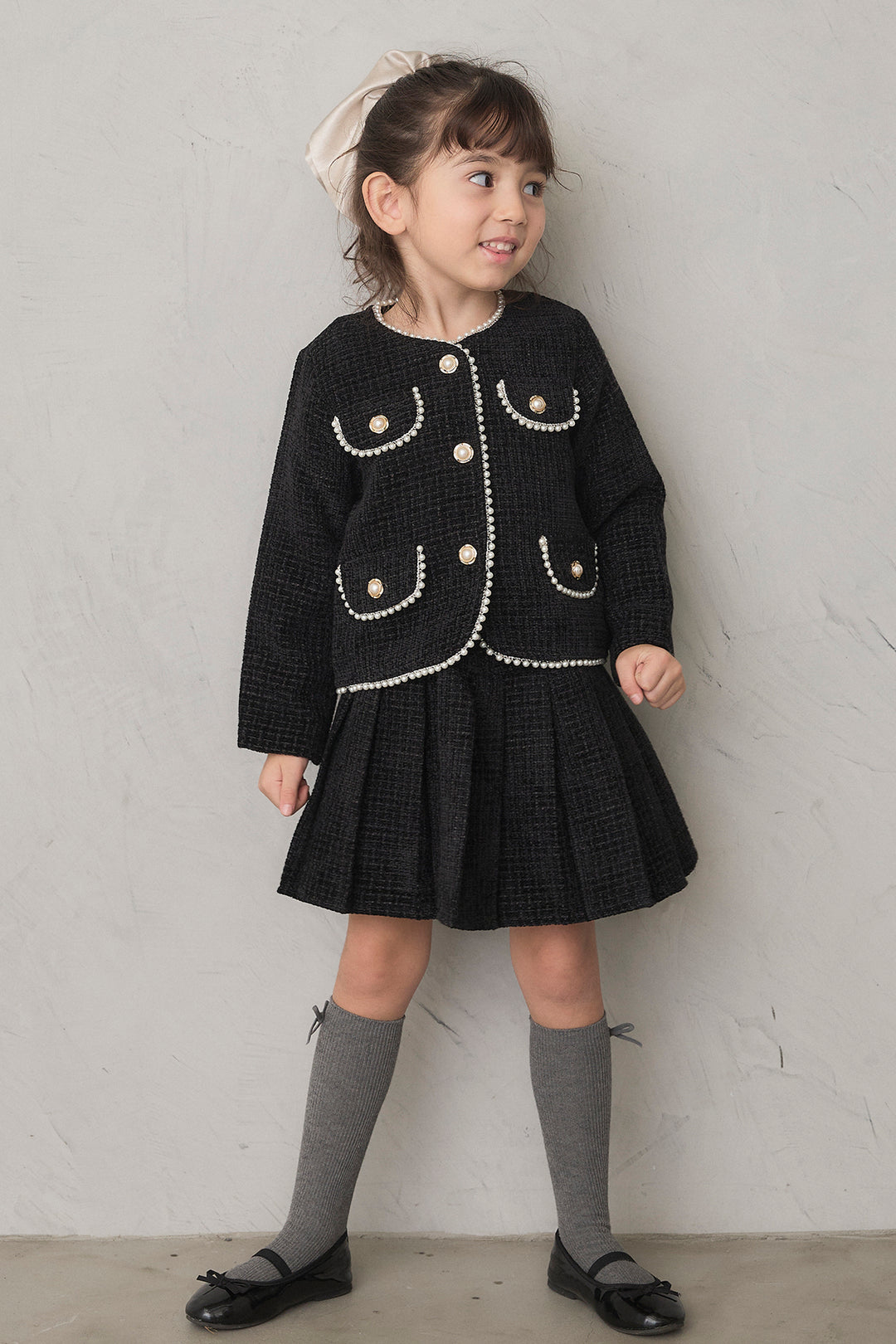 [予約]パールツイードジャケット＋プリーツスカートセット