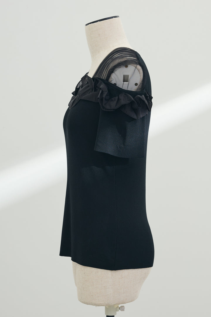 [予約]シースルー×フリルドッキングトップス