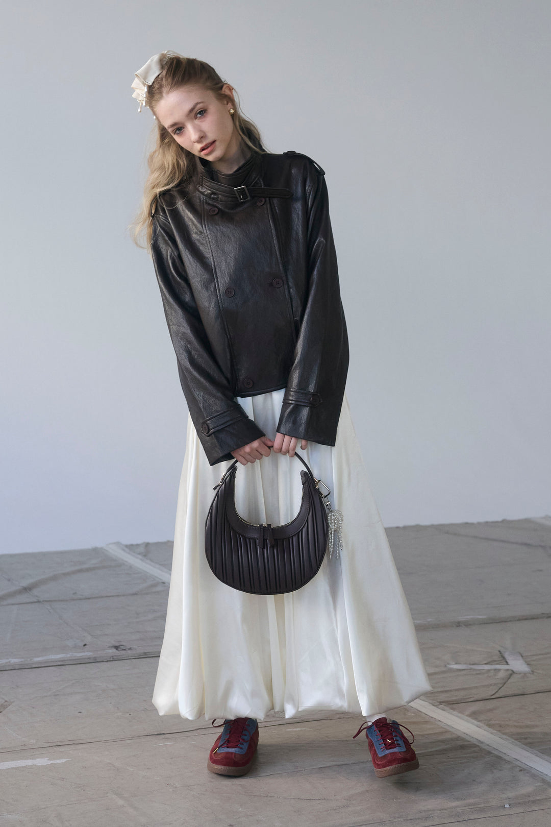 [予約]レザーライククロップドジャケット