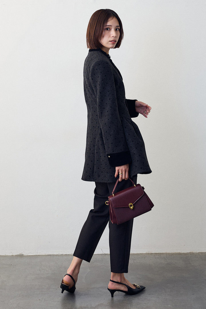 [予約/SET]クラシカルウエストシェイプフレアコート+タックテーパードパンツ(2set)