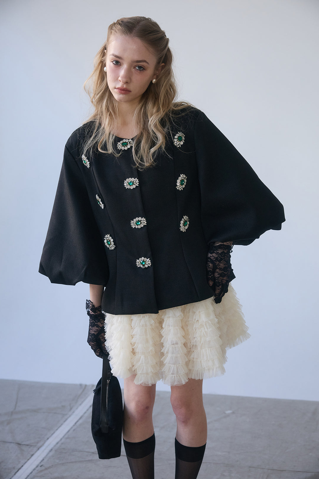 [予約/SET]クラシカルビジュー美ラインジャケット+ホイップチュールミニ丈スカート(2set)