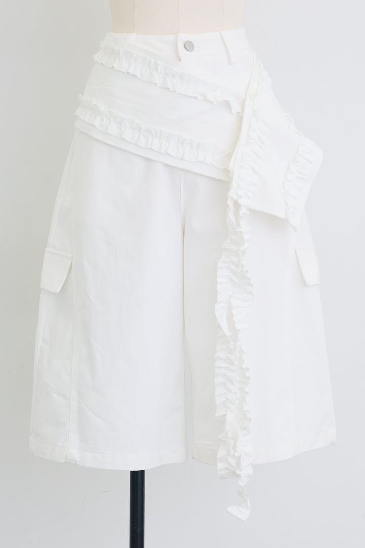 [予約]フリルワイドベルトセットハーフパンツ