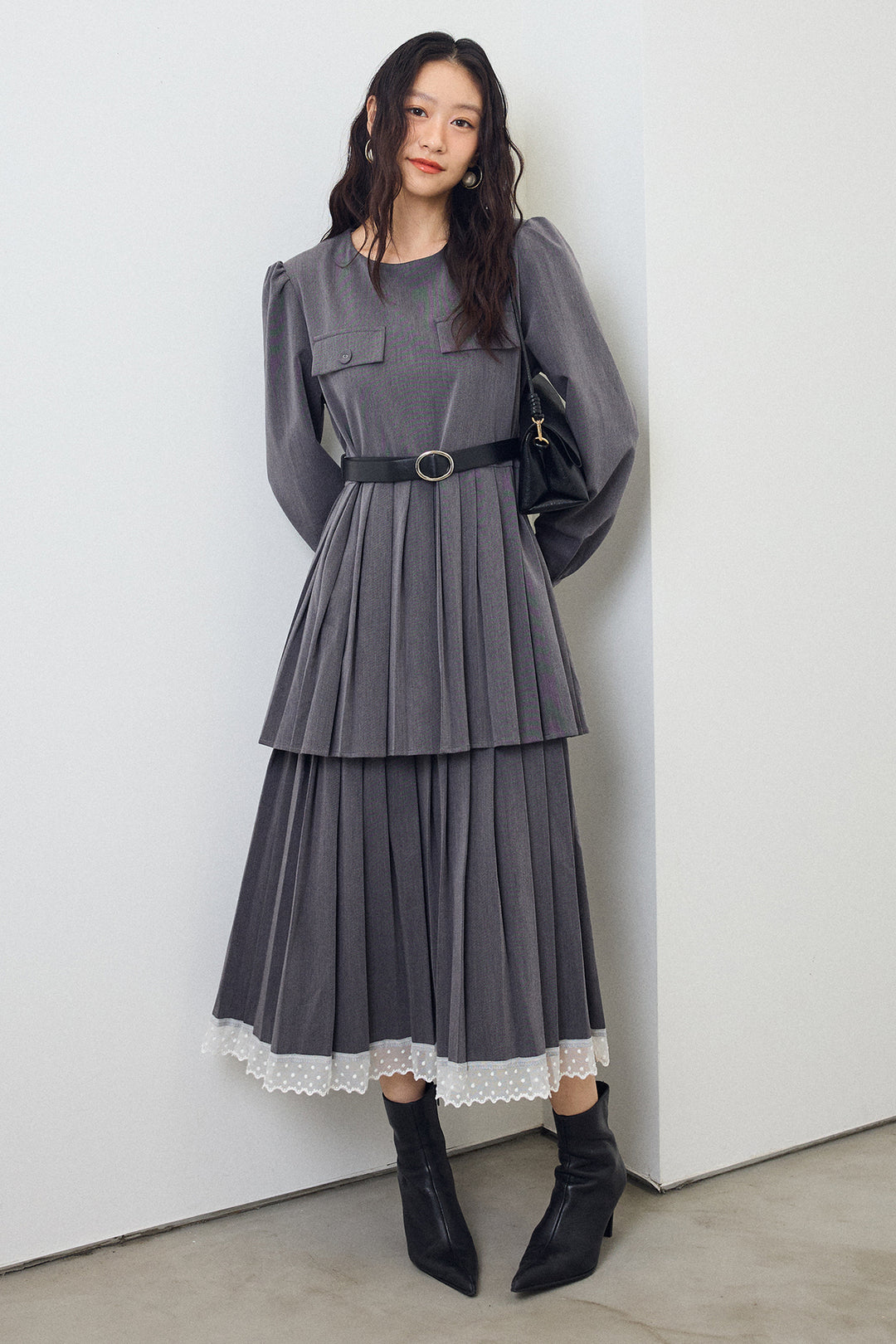 [予約]ダブルプリーツクラシカルワンピース