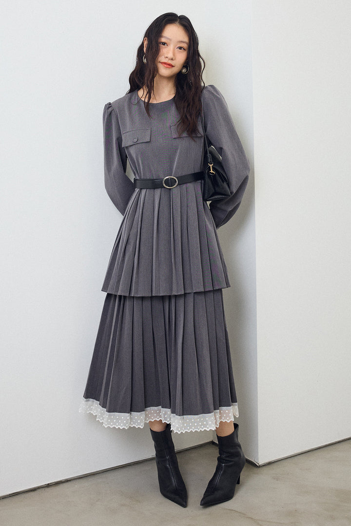 [予約]ダブルプリーツクラシカルワンピース