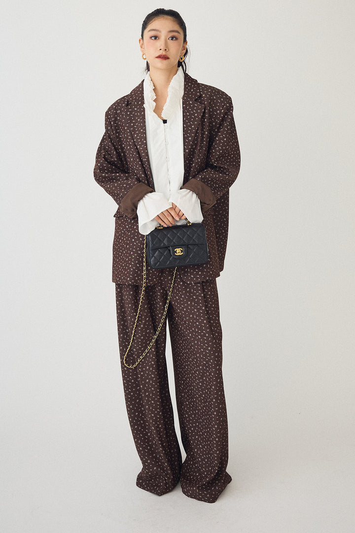 [予約/SET]ダブルプリーツカラーブラウス+ヴィンテージフラワー柄セットアップ(2set)