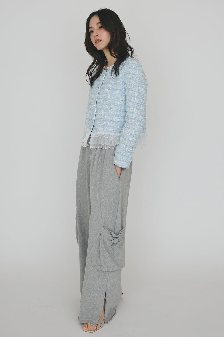 [予約]プリーツフリルヘムライトツイードジャケット