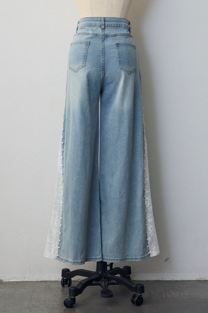 [予約]サイドレース切替ハイウエストデニム