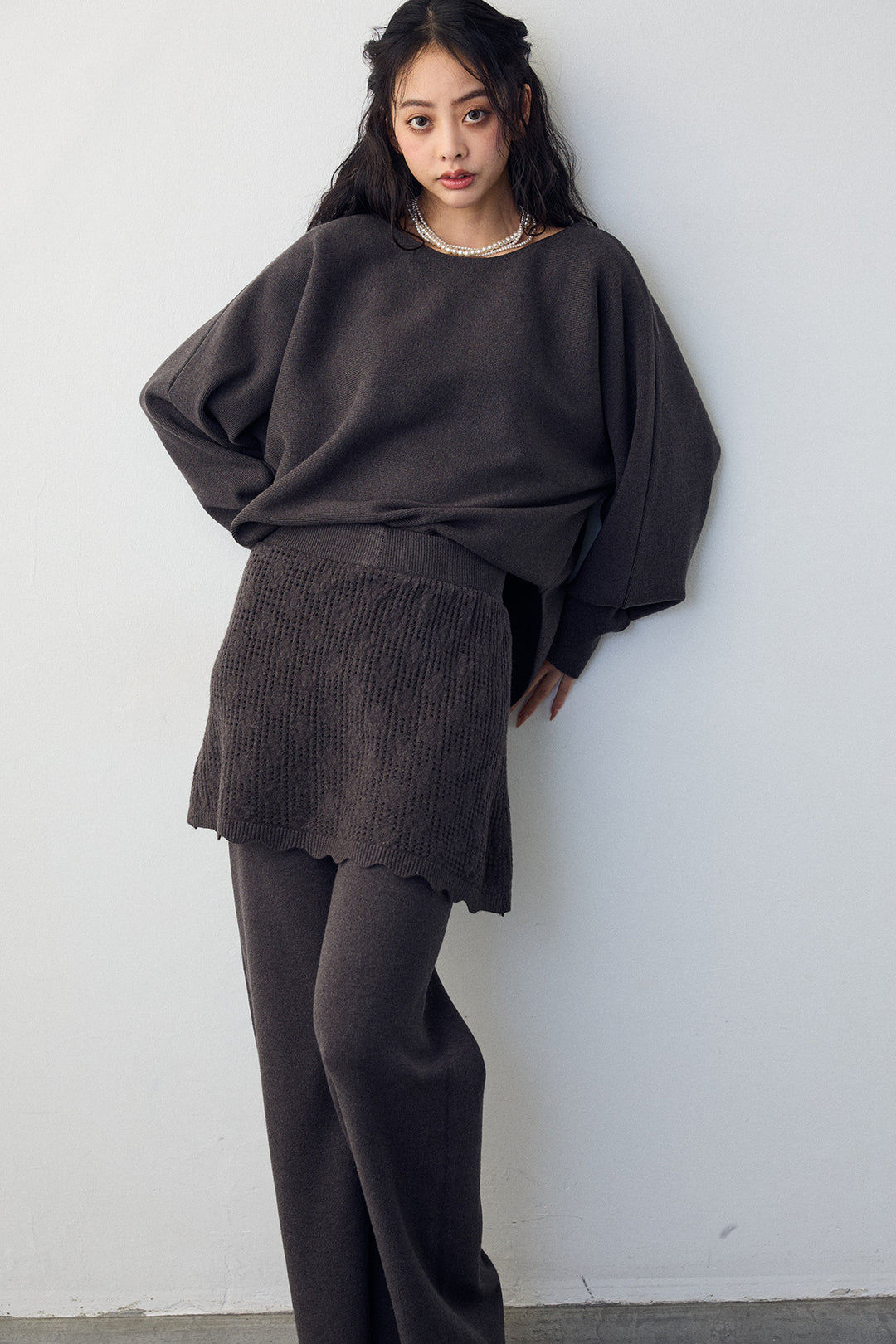 [予約]スカートレイヤードニットセットアップ