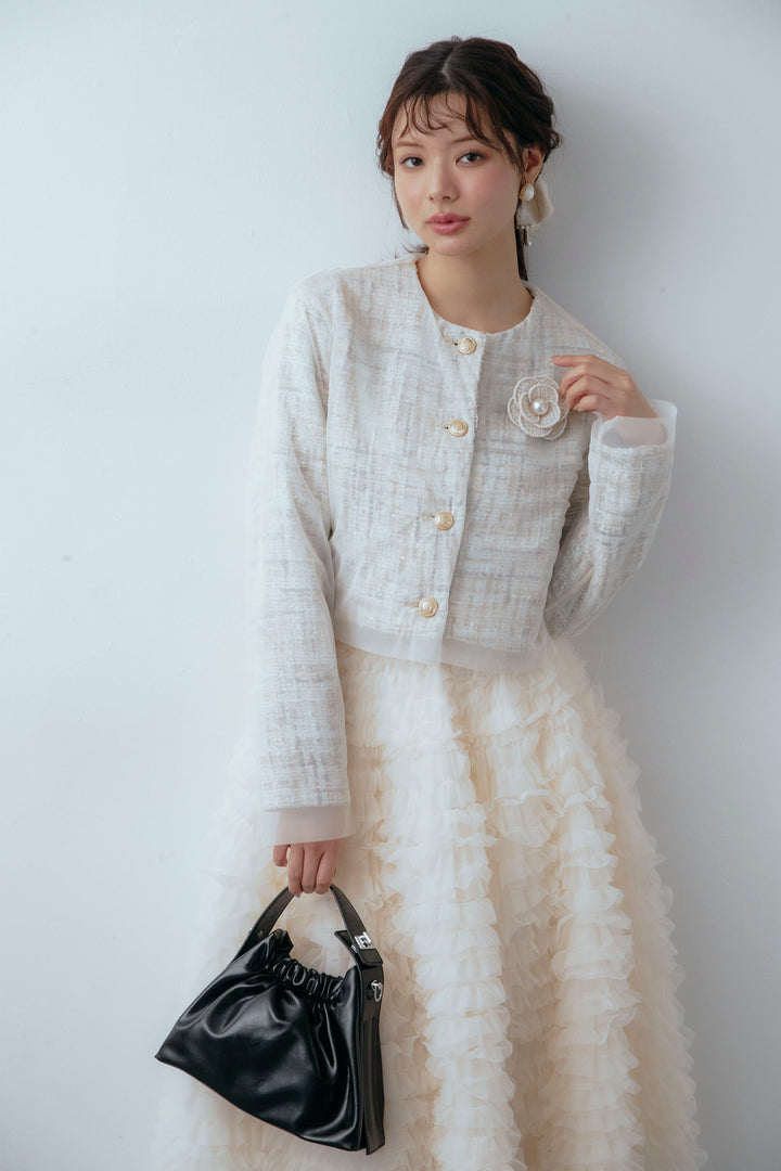 [予約]モノトーンフラワーコサージュ