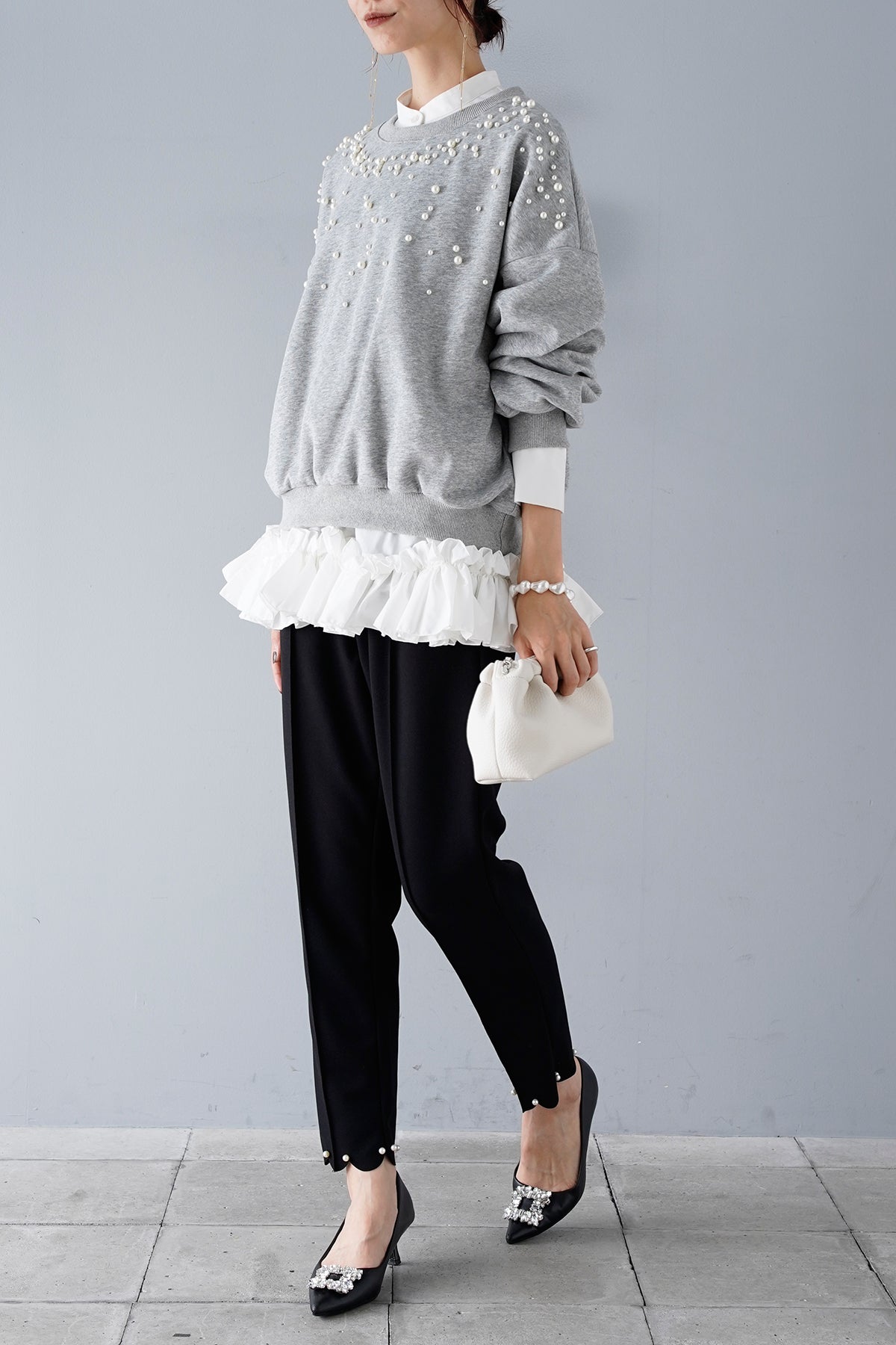 hue DAY TO EVENING フリルブラウス ピンク S hue day to evening