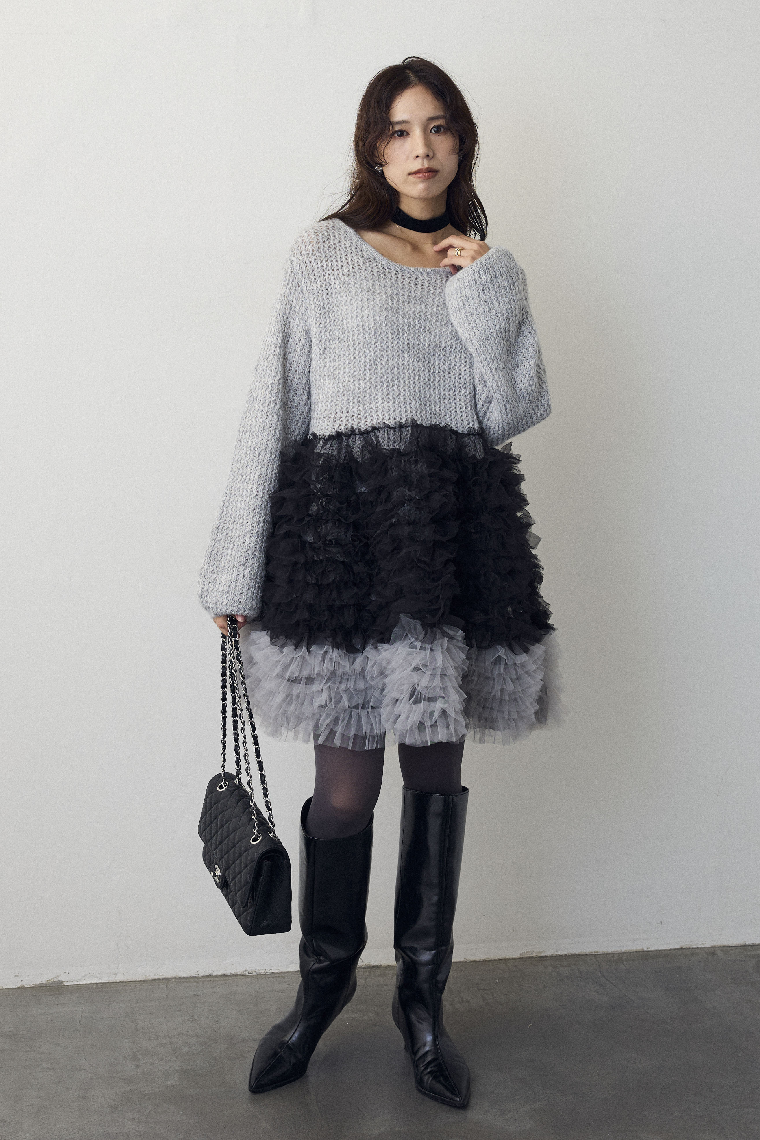 予約]ホイップチュールドッキングニットワンピ – Frene