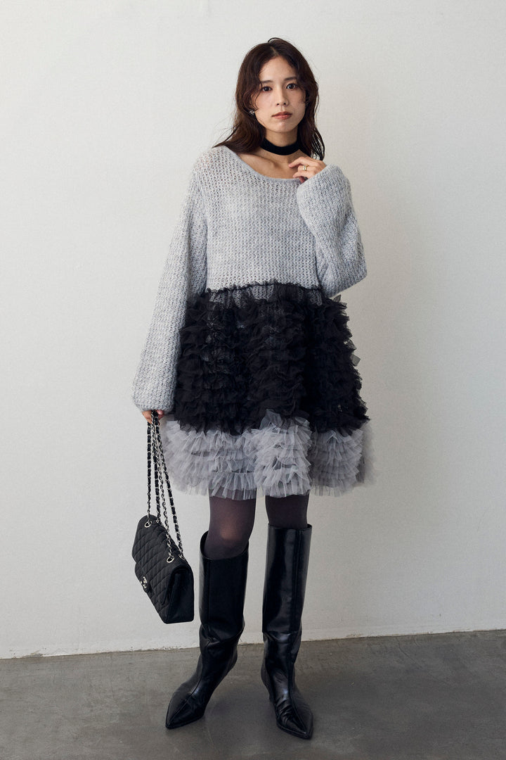 [予約]ホイップチュールドッキングニットワンピ