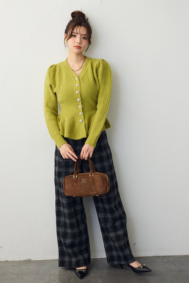 [予約]クラシカルチェックフラワーモチーフ付きパンツ