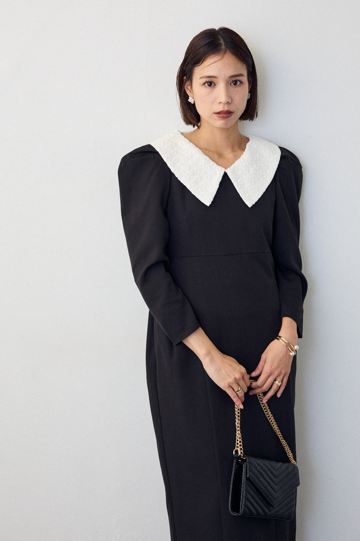 [予約]2wayレースカラーコクーンワンピース