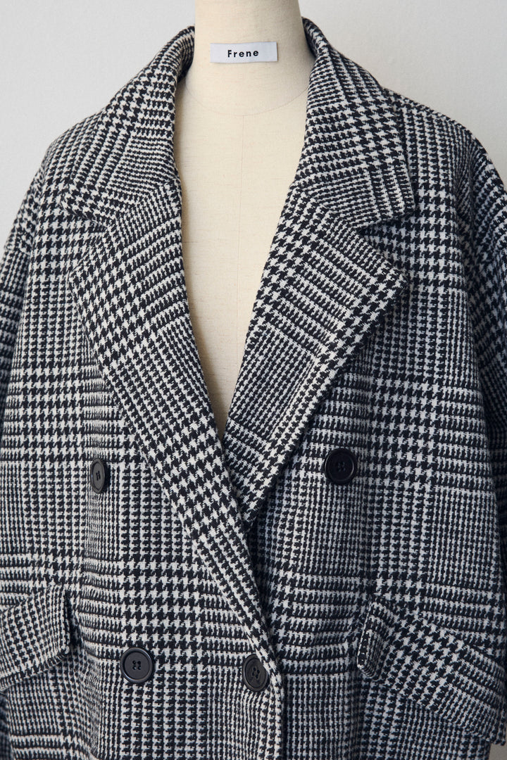 [予約]チェック柄ボクシーコート