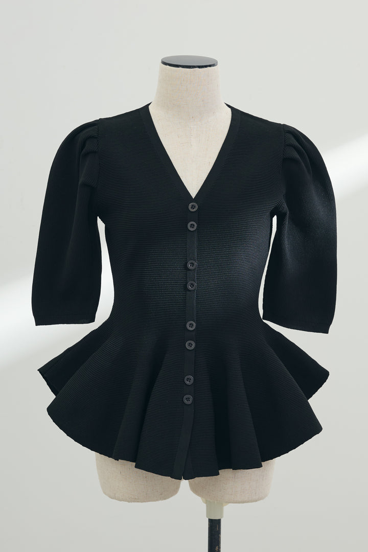 [予約]美ラインペプラムハーフスリーブニット