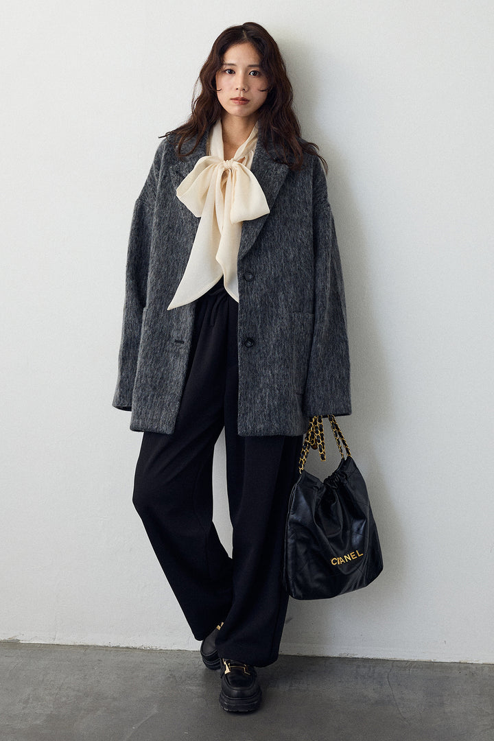 [予約/SET]シャギーミドル丈コート+2タック美シルエットパンツ(2set)