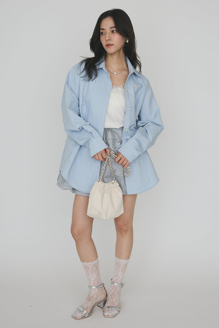 [予約]雫パールデザインオーバーシャツ