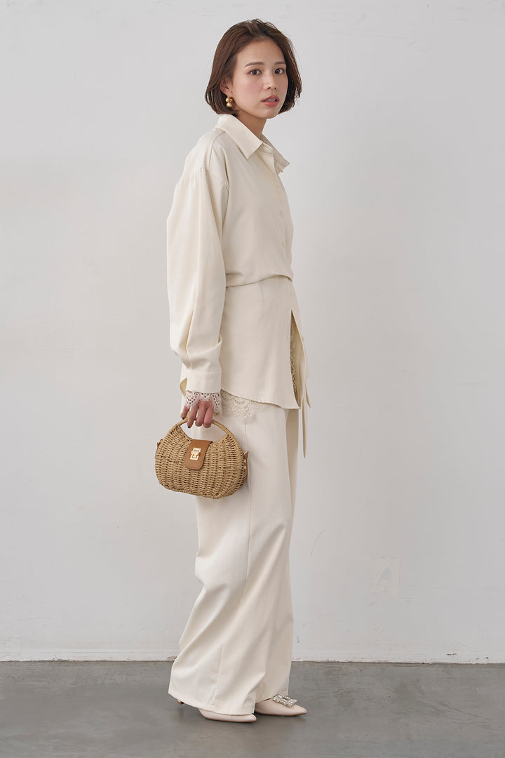 [予約]アシメ結びシャツセットアップ