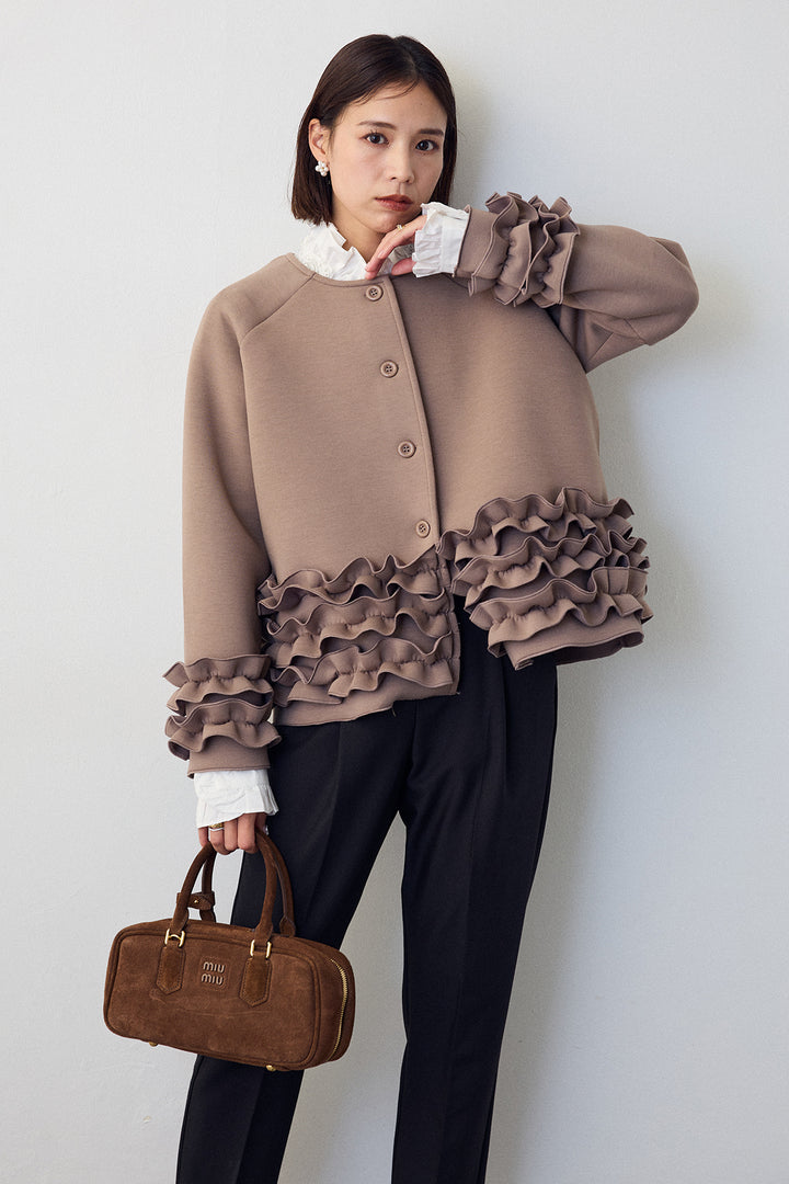 [予約]フリルティアードボンディングクロップドコート