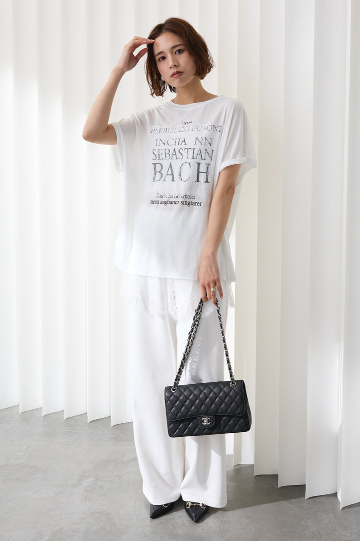[予約]レースレイヤードロゴTシャツ