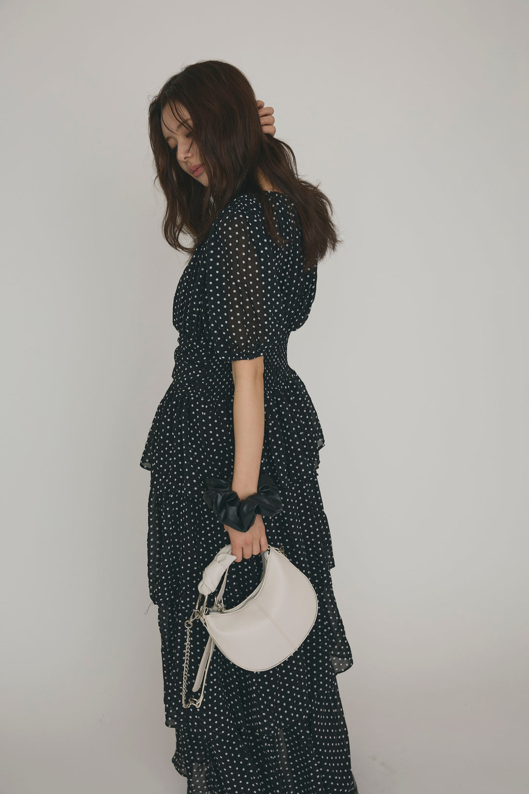 [予約]ドットティアードロマンティックワンピ