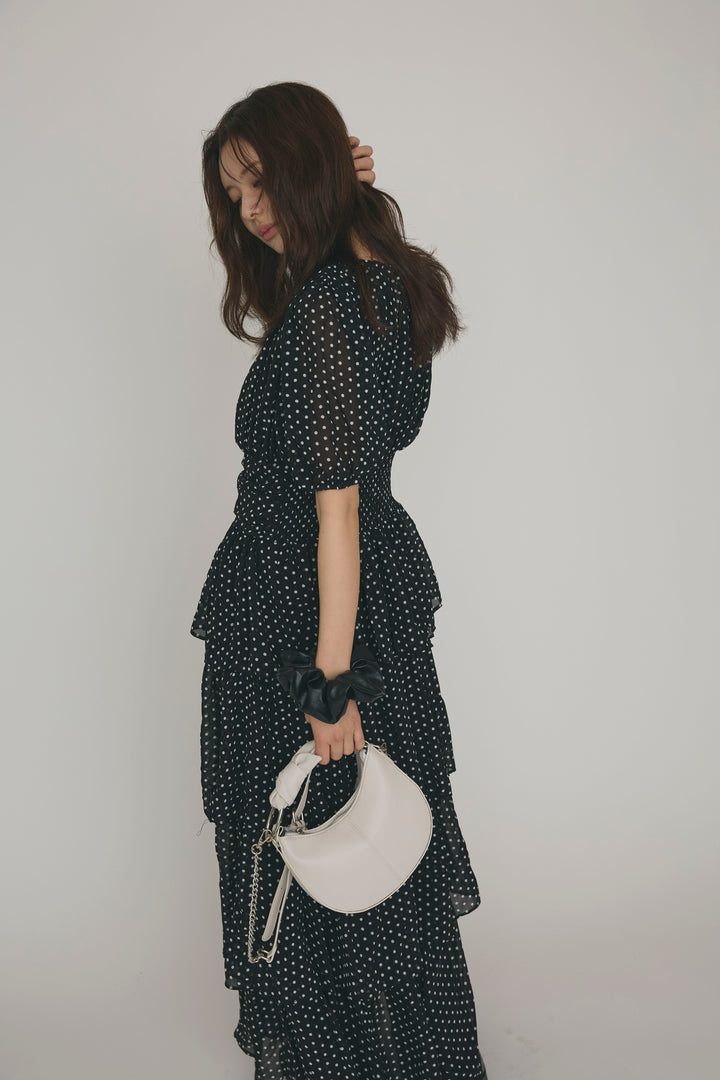 [予約]ドットティアードロマンティックワンピ