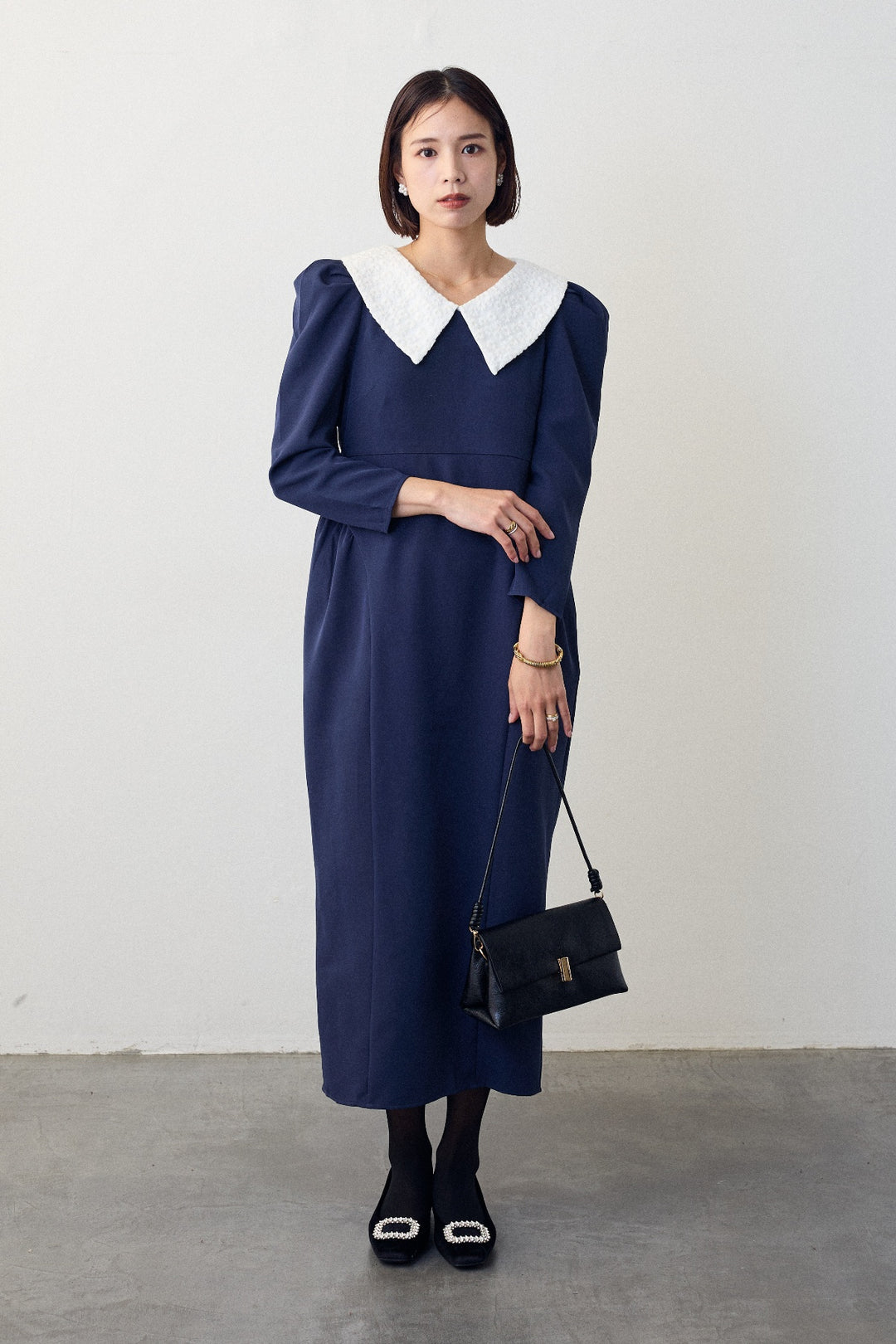 [予約]2wayレースカラーコクーンワンピース