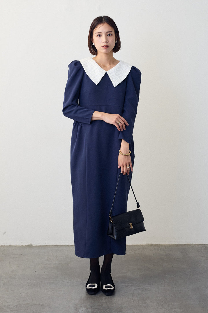 [予約]2wayレースカラーコクーンワンピース