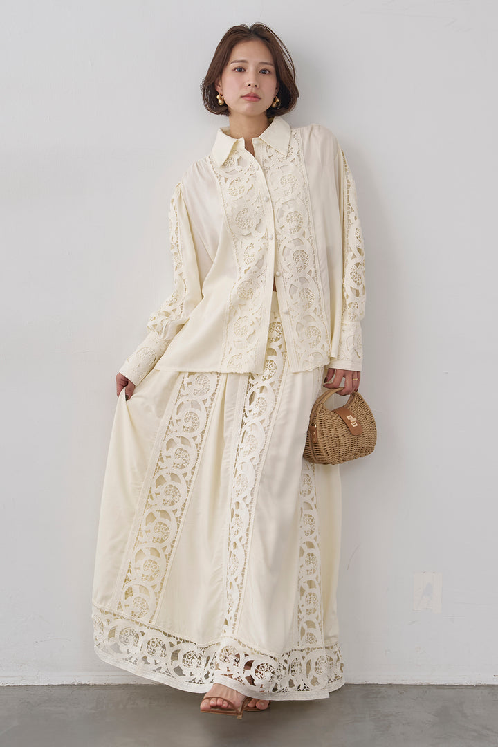 [予約]ヴィンテージライクレースシャツセットアップ