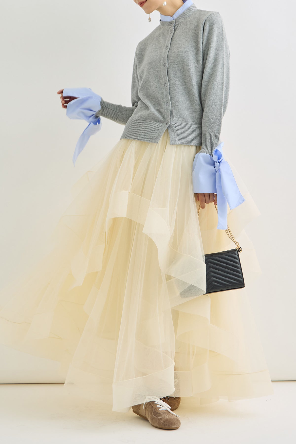 予約/SET]BIGリボンカフスデザインニットドッキングカーデ+ランダム