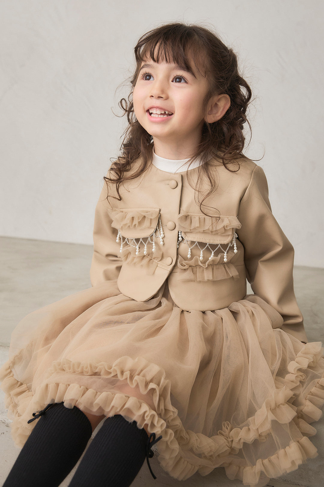 [予約]フリルヘムチュールワンピ＋ジャケットセット