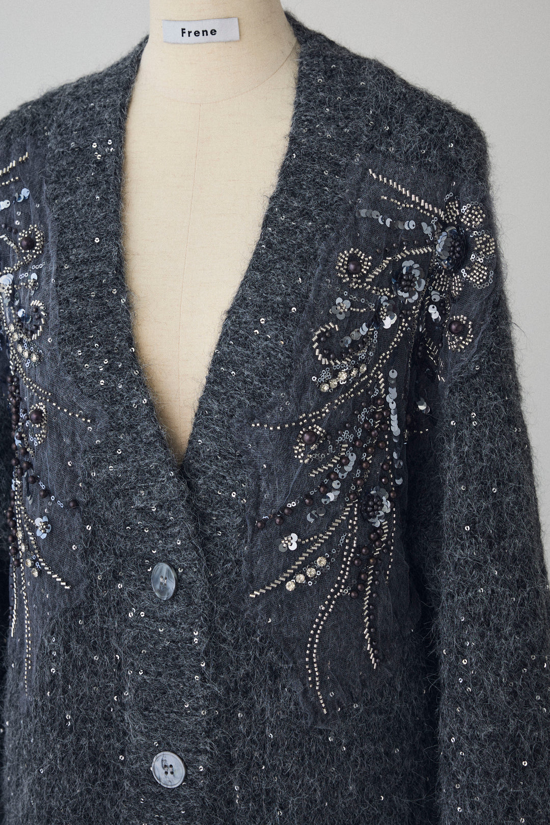 [予約]ビーズフラワースパンコールシャイニーニットカーデ