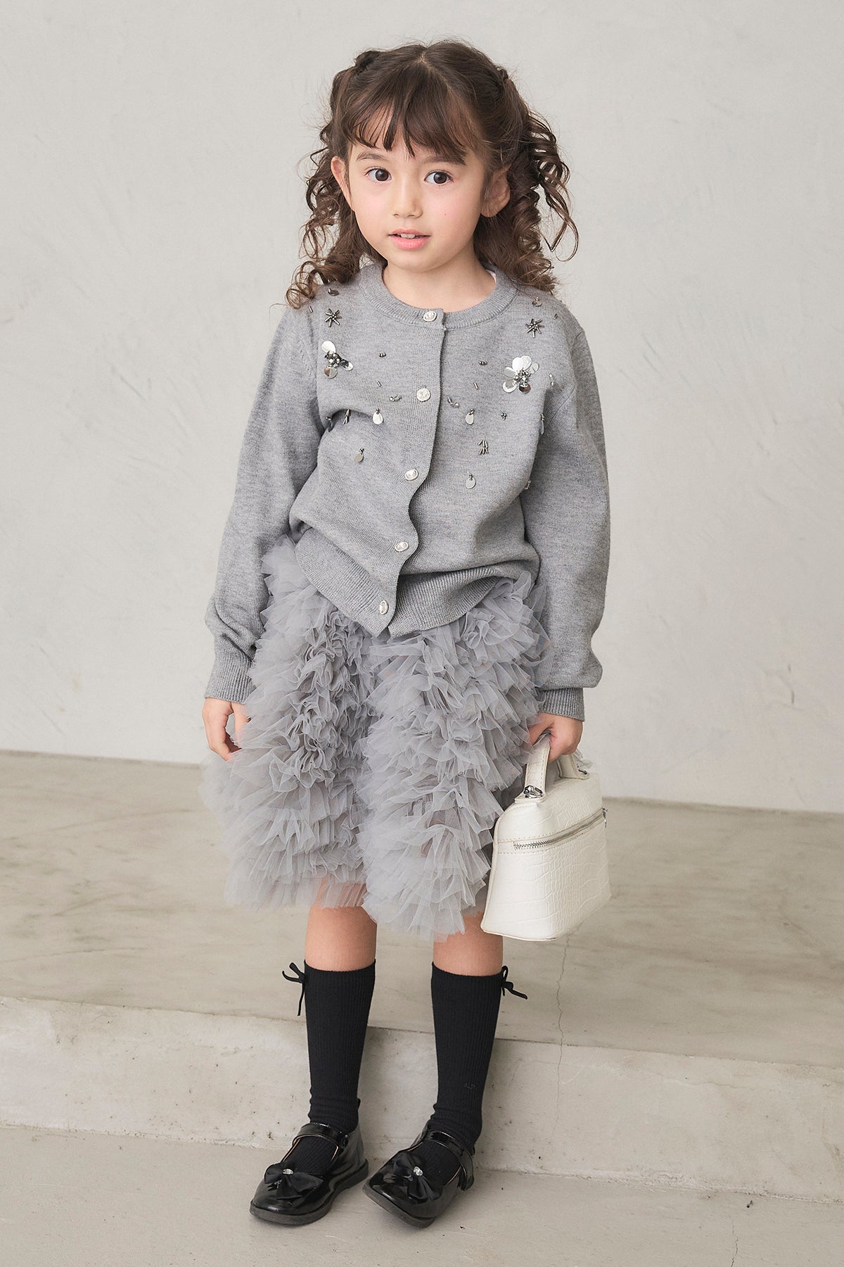 予約]刺繍ビースニットカーデ＋ホイップチュールスカートセット – Frene