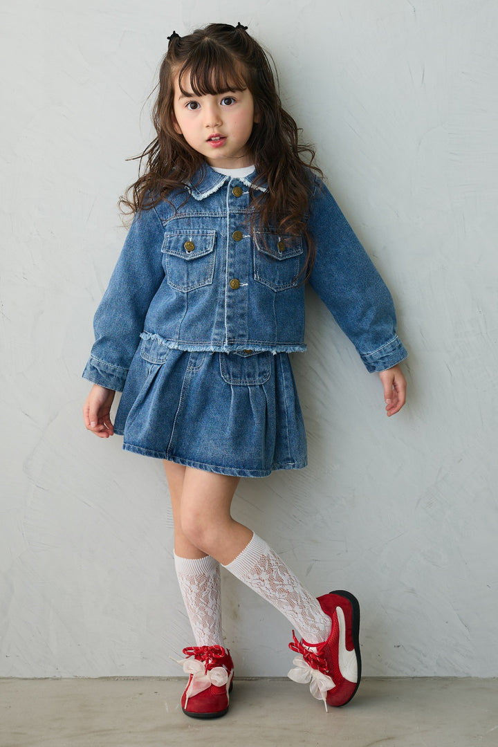 [予約](kids)ボックスプリーツデニムセットアップ