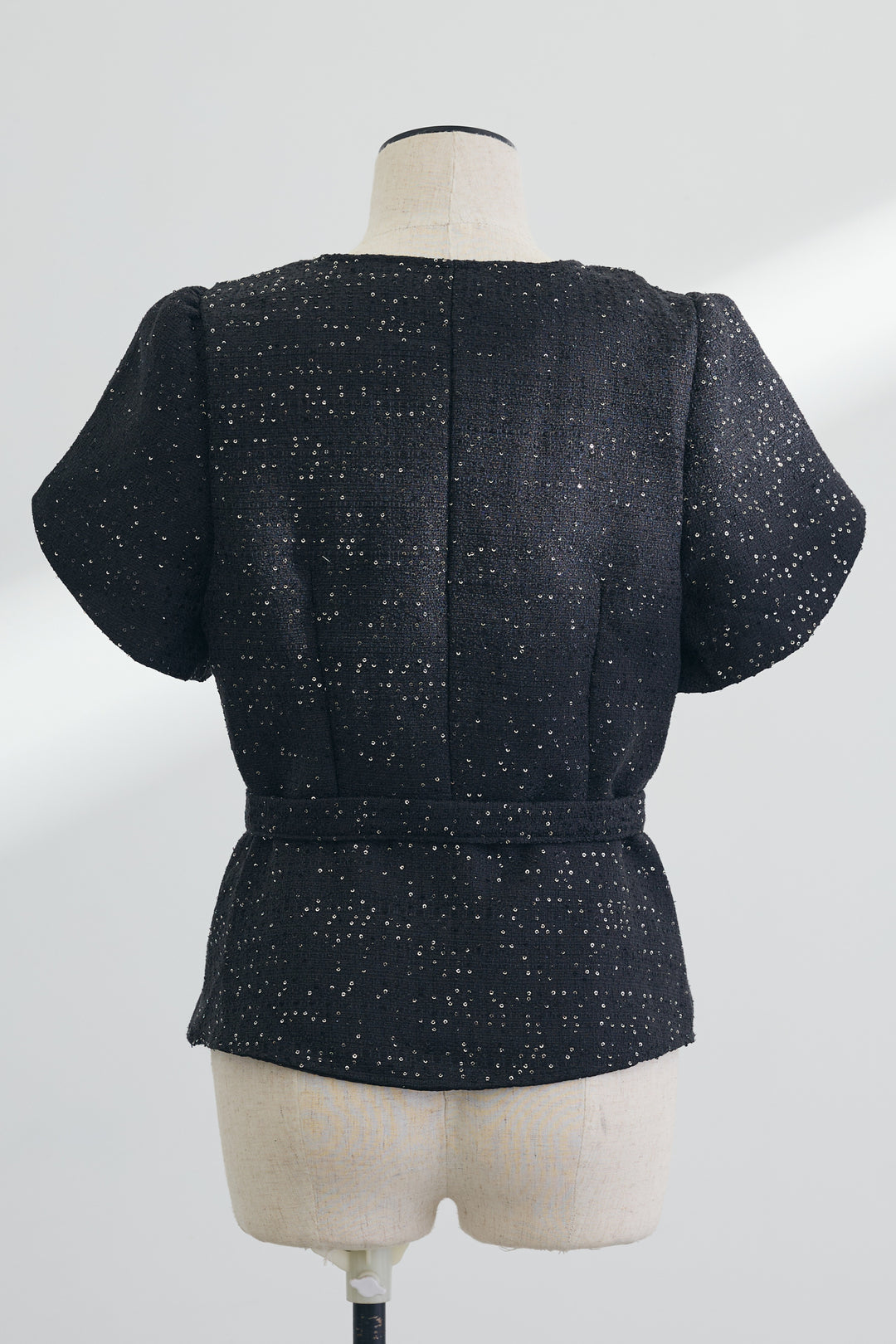 [予約]スパンコールツイードハーフスリーブジャケット