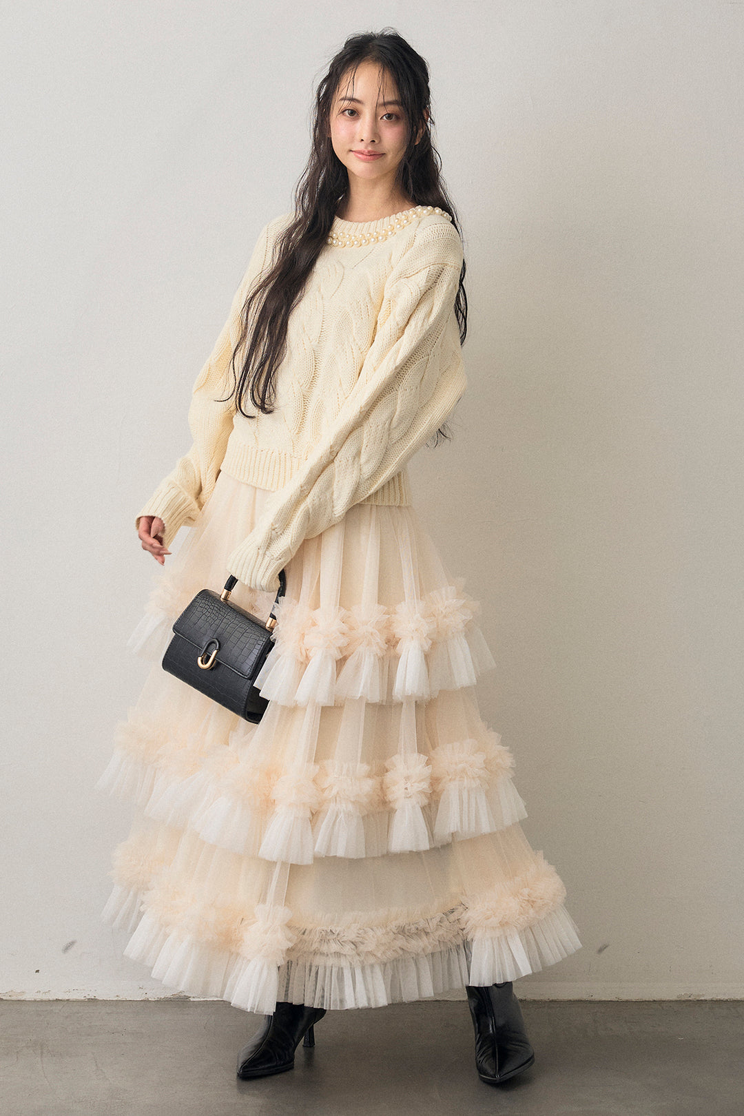 [予約]配色フリルティアードロマンティックスカート