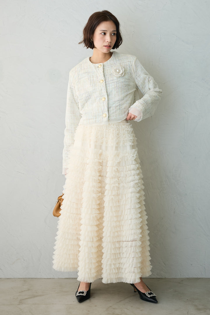 [予約](kids)ティアードプリーツパールワンピ