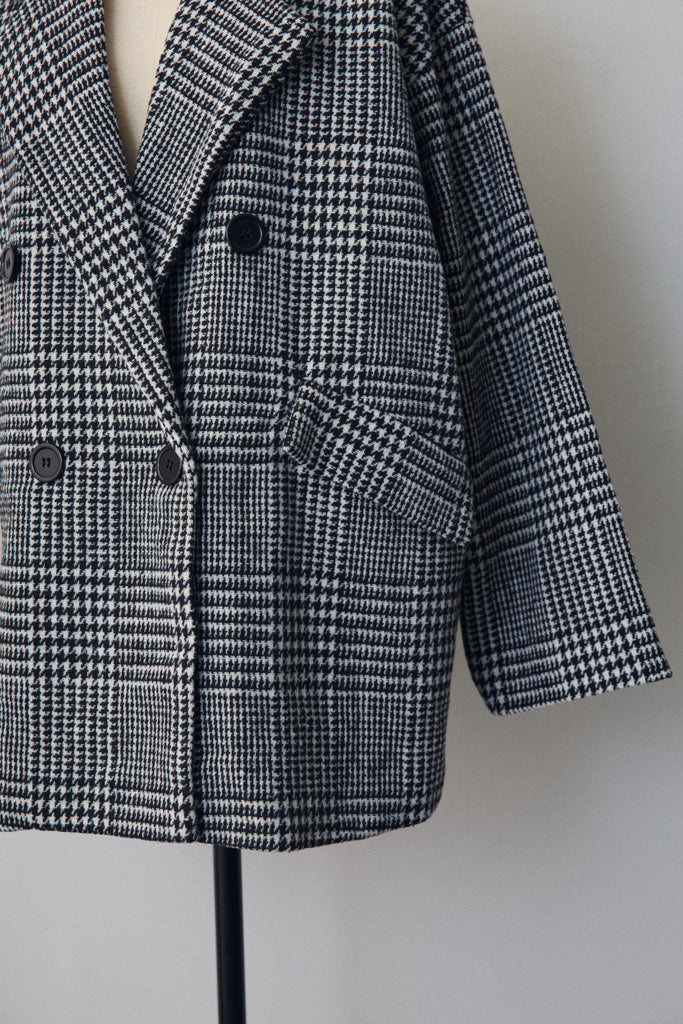 [予約]チェック柄ボクシーコート