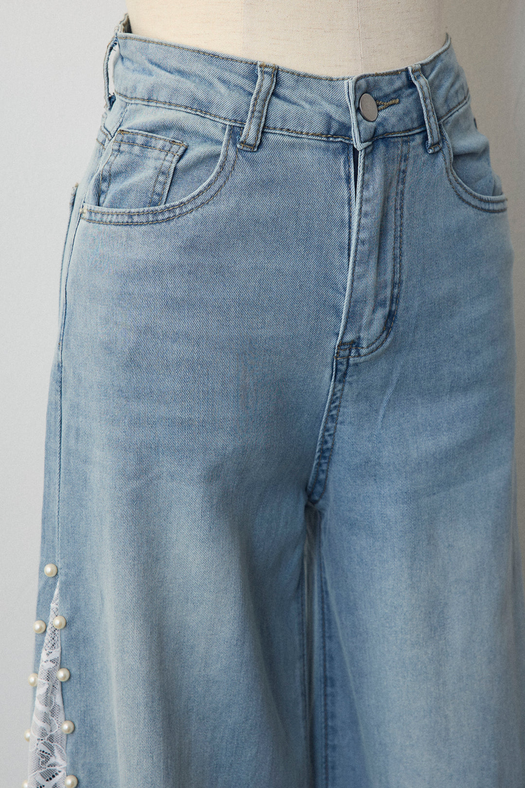 [予約]サイドレース切替ハイウエストデニム